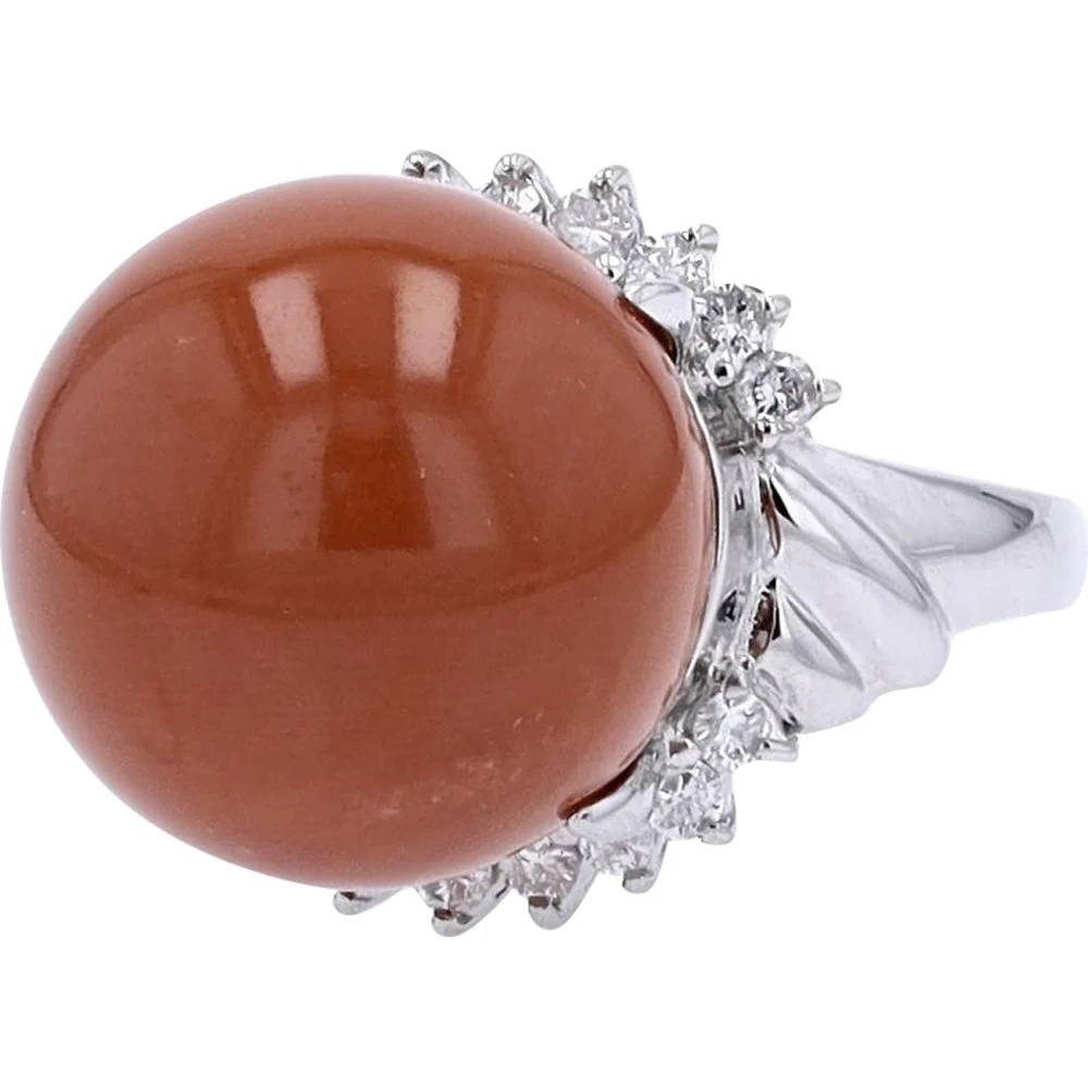 Platinum Coral Ring with 0.50 Carat Total Diamond Weight and Milgrain Detailing - Image 2