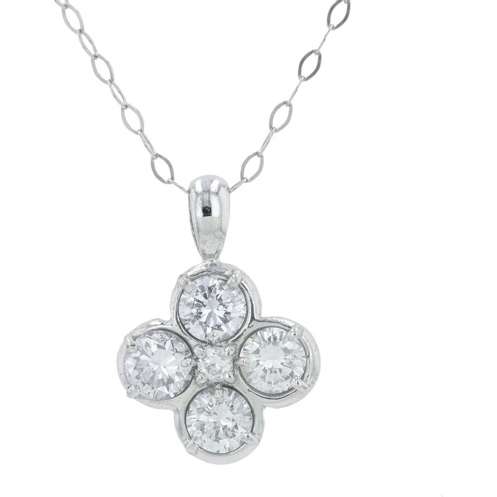 Platinum Diamond Pendant Necklace with 1.00 Carat Total Diamond Weight in Classic Cross Design