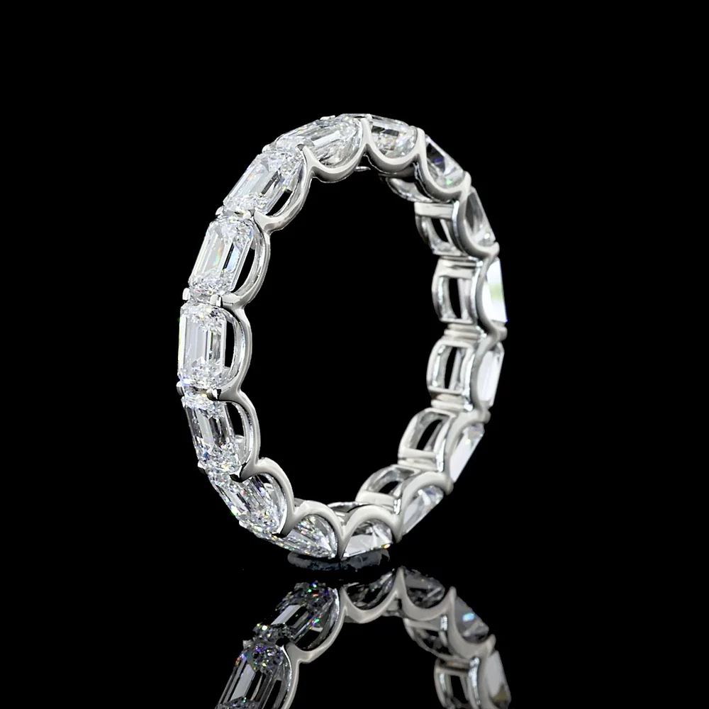 Platinum East-West Eternity Band with Emerald Cut Lab Diamonds - 2.99 Carat Total Weight, E-F Color, VS Clarity - Covaloro Fine Jewelry - Image 4