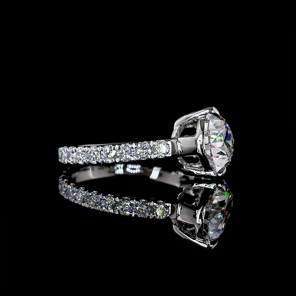 Platinum East-West Pear Shape Lab Diamond Ring - 3.05 Carat Center F VS1 with 0.92 Carat Accent Diamonds - Total 3.97 Carats - Covaloro Fine Jewelry - Image 2