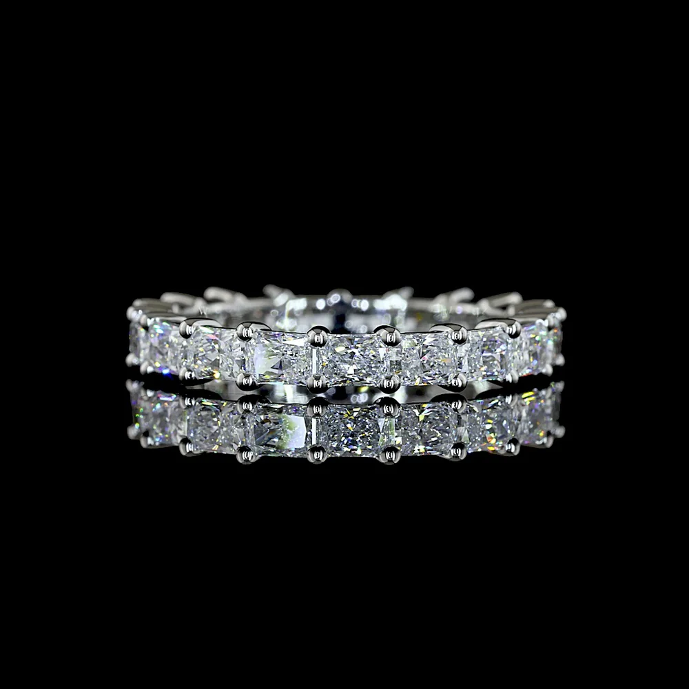 Platinum East-West Radiant Cut Lab Diamond Eternity Band - 1.76 Carat Total Weight, E-F Color VS1 Clarity, 19 Stones - Covaloro Fine Jewelry