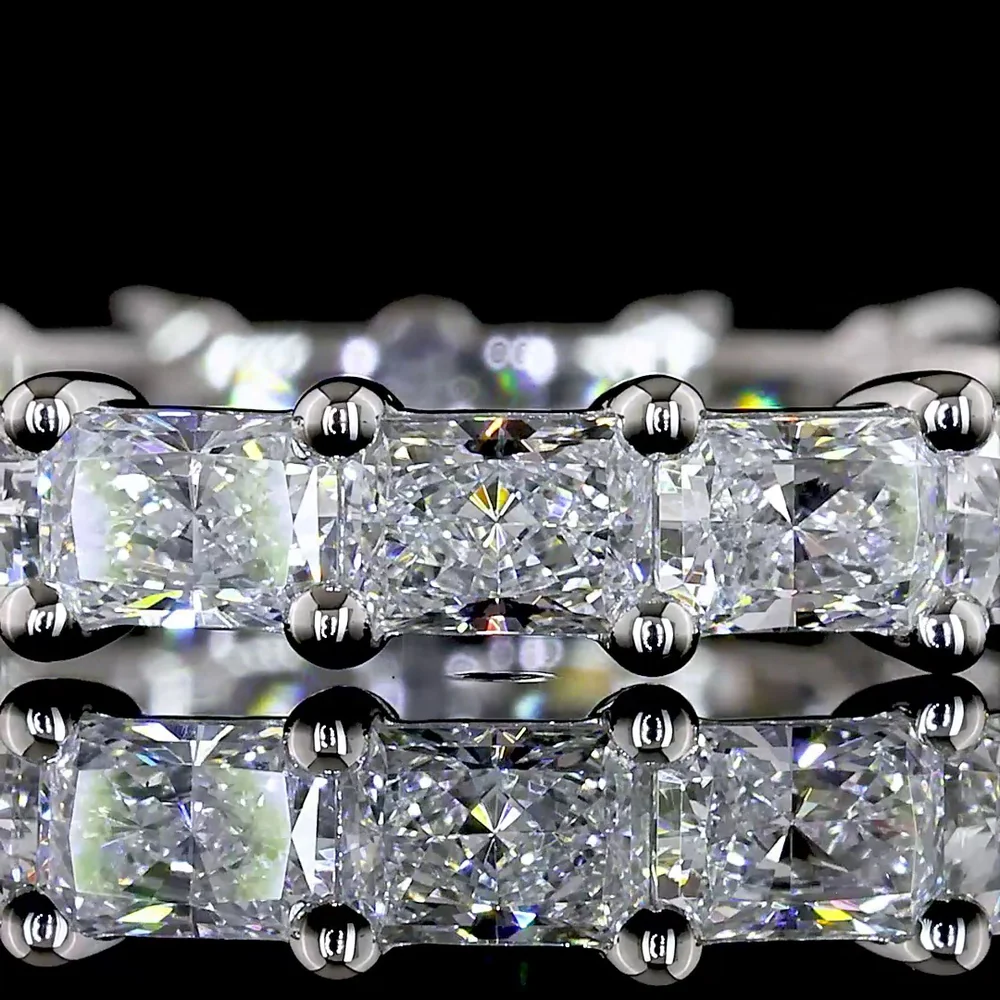 Platinum East-West Radiant Cut Lab Diamond Eternity Band - 1.76 Carat Total Weight, E-F Color VS1 Clarity, 19 Stones - Covaloro Fine Jewelry - Image 2