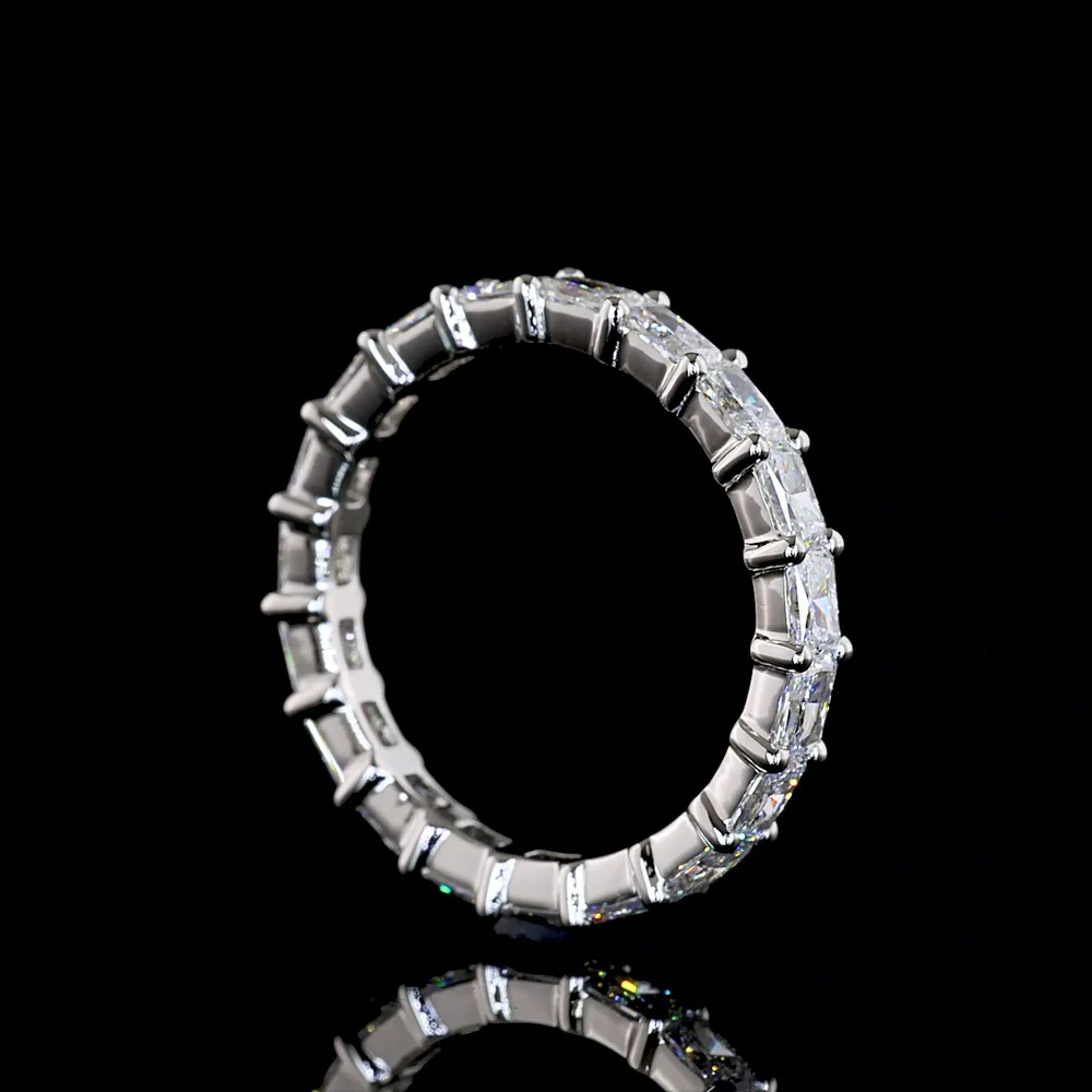 Platinum East-West Radiant Cut Lab Diamond Eternity Band - 1.76 Carat Total Weight, E-F Color VS1 Clarity, 19 Stones - Covaloro Fine Jewelry - Image 3