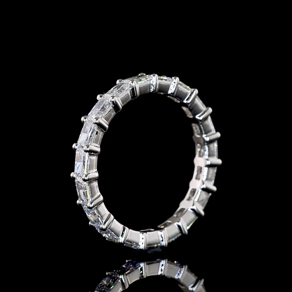 Platinum East-West Radiant Cut Lab Diamond Eternity Band - 1.76 Carat Total Weight, E-F Color VS1 Clarity, 19 Stones - Covaloro Fine Jewelry - Image 4