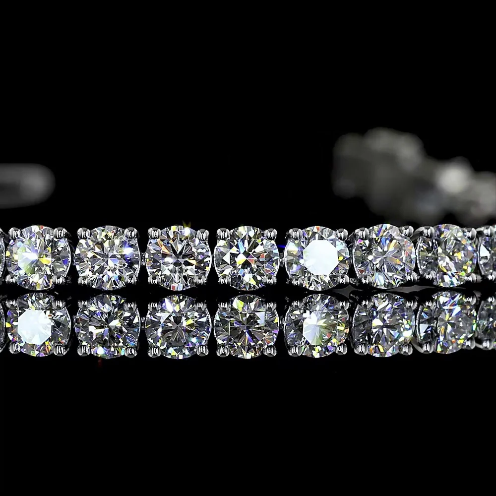 Platinum East-West Tennis Bracelet with 4.79 Carat Lab Grown Brilliant and Marquise Cut Diamonds - E-F VS1 Clarity - Covaloro Fine Jewelry - Image 2