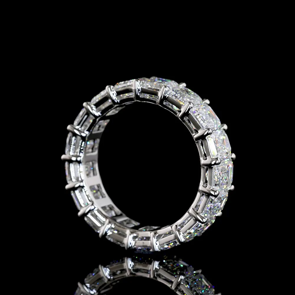Platinum Emerald Cut Lab Diamond Eternity Band - 17 Stones, 8.51 Carat Total Weight, E-F Color, VS1 Clarity - Covaloro Fine Jewelry - Image 3