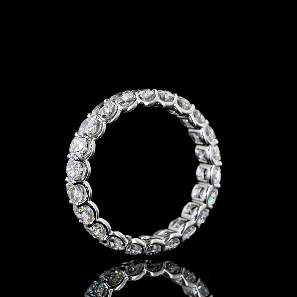 Platinum Eternity Band Ring with U-Prong Set Cushion Brilliant Lab Diamonds - 3.86 Carat Total Weight (22 Stones, E-F Color VS Clarity) - Covaloro Fine Jewelry - Image 4