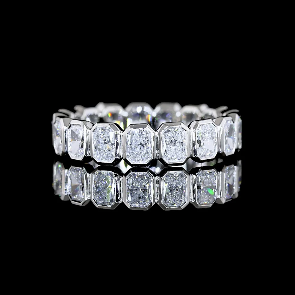 Platinum Eternity Band with 1.94 Carats of Bezel Set Radiant Cut Lab Diamonds - Covaloro Fine Jewelry