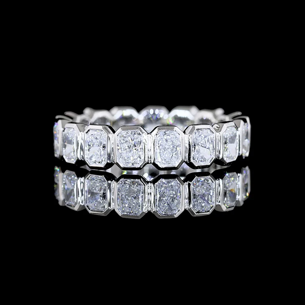 Platinum Eternity Band with 1.94 Carats of Bezel Set Radiant Cut Lab Diamonds - Covaloro Fine Jewelry - Image 2