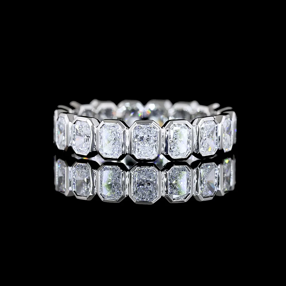 Platinum Eternity Band with 1.94 Carats of Bezel Set Radiant Cut Lab Diamonds - Covaloro Fine Jewelry - Image 3