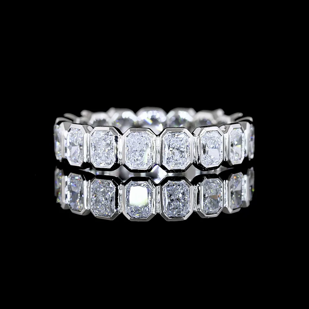Platinum Eternity Band with 1.94 Carats of Bezel Set Radiant Cut Lab Diamonds - Covaloro Fine Jewelry - Image 4
