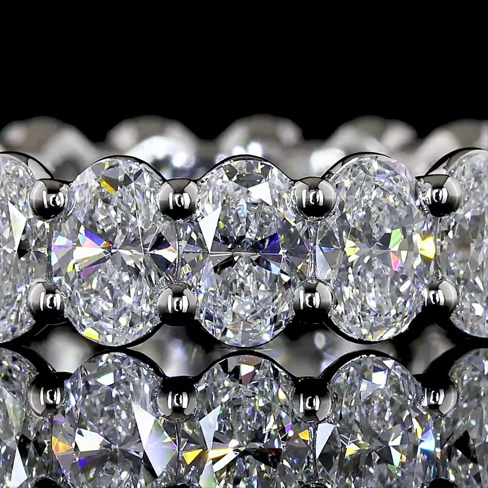 Platinum Eternity Band with 19 North-South Set Oval Cut Lab Diamonds - 2.72 Carat Total Weight, E-F Color VS1 Clarity - Covaloro Fine Jewelry - Image 2