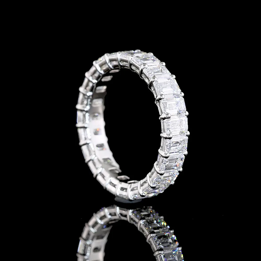 Platinum Eternity Band with 23 Emerald Cut Lab Diamonds in Prong Setting - 3.50 Carat Total Weight (E-F Color, VS2 Clarity) - Covaloro Fine Jewelry - Image 3