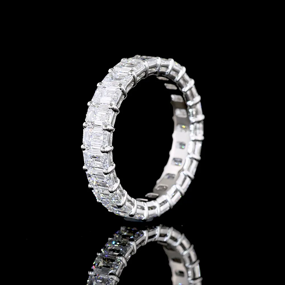 Platinum Eternity Band with 23 Emerald Cut Lab Diamonds in Prong Setting - 3.50 Carat Total Weight (E-F Color, VS2 Clarity) - Covaloro Fine Jewelry - Image 4