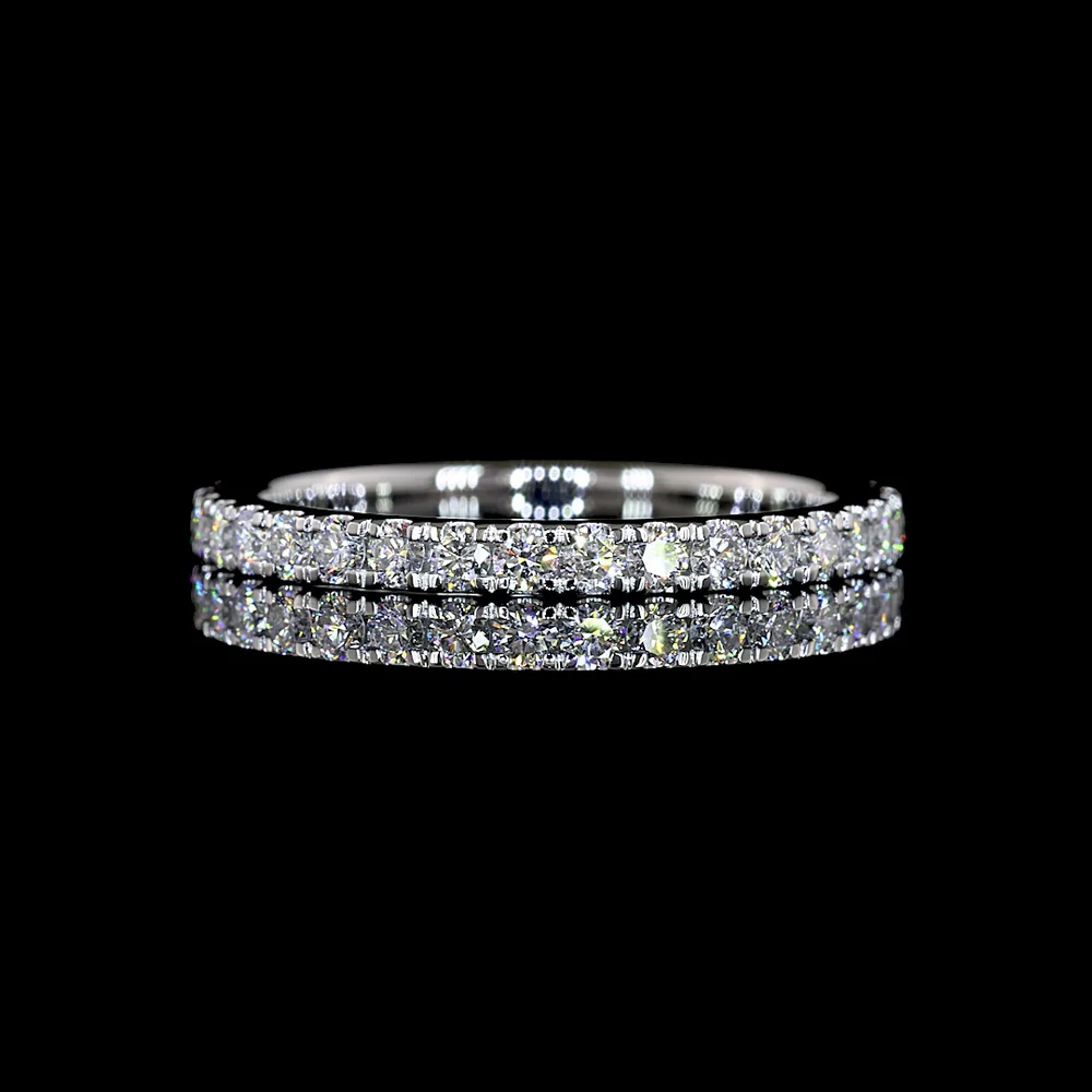 Platinum Eternity Band with 34 Brilliant Round Cut Lab Diamonds in Micro-Pave Setting - 0.86 Carat Total Weight, E-F Color VS1 Clarity - Covaloro Fine Jewelry