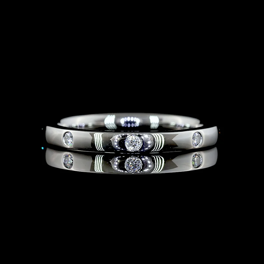 Platinum Eternity Band with 8 Flush Set Round Lab Diamonds - 0.13 Carat Total Diamond Weight - Covaloro Fine Jewelry