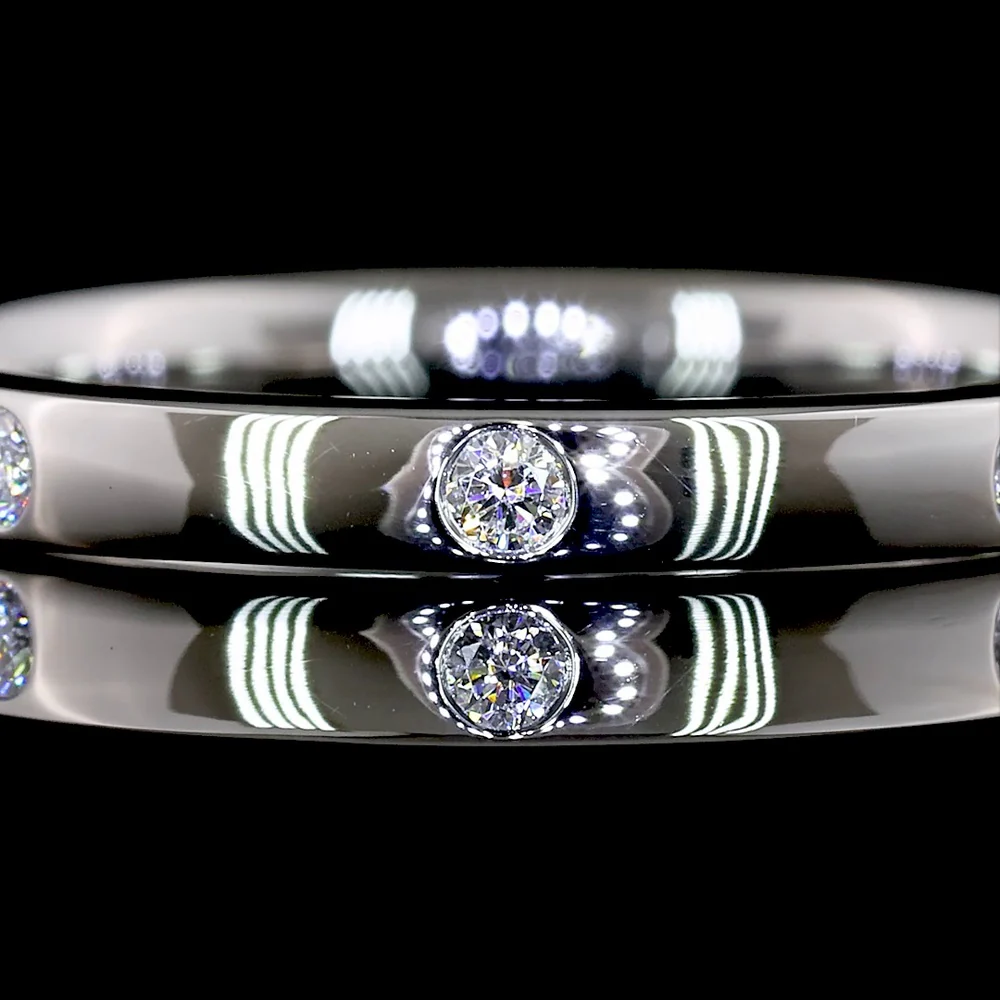 Platinum Eternity Band with 8 Flush Set Round Lab Diamonds - 0.13 Carat Total Diamond Weight - Covaloro Fine Jewelry - Image 2