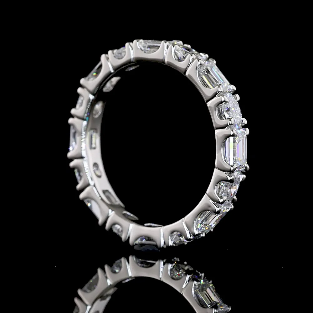 Platinum Eternity Band with East-West Emerald Cut and Oval Cut Lab Diamonds - 1.73 Carats Total Diamond Weight, E-F VS Clarity - Covaloro Fine Jewelry - Image 3