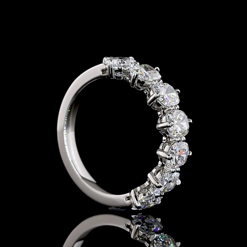 Platinum Eternity Band with North-South Prong Set Cushion Brilliant Lab Diamonds - 2.10 Carat Total Weight, E-F Color VS Clarity - 7 Stone Stackable Anniversary Ring - Covaloro Fine Jewelry - Image 3