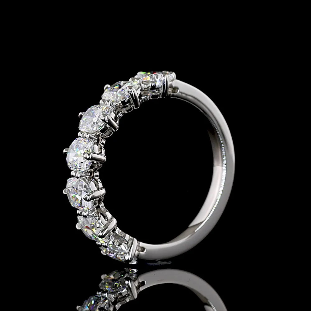 Platinum Eternity Band with North-South Prong Set Cushion Brilliant Lab Diamonds - 2.10 Carat Total Weight, E-F Color VS Clarity - 7 Stone Stackable Anniversary Ring - Covaloro Fine Jewelry - Image 4