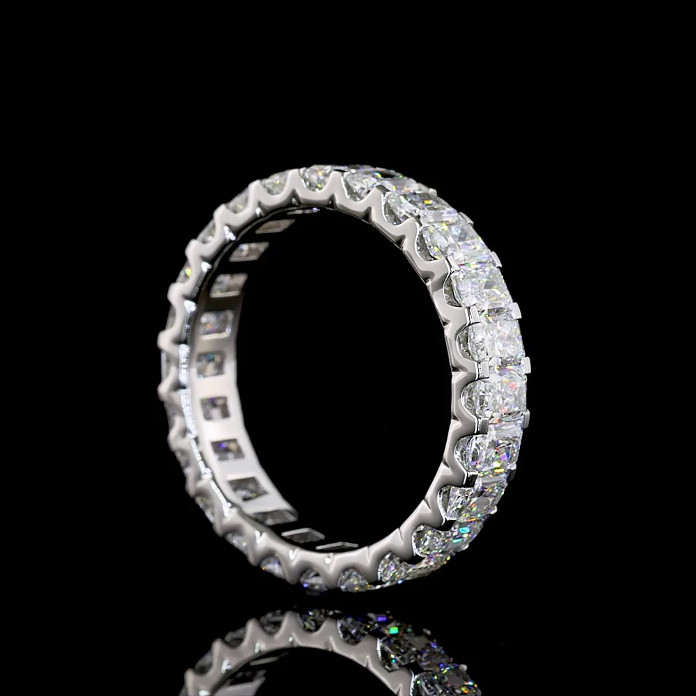 Platinum Eternity Band with North-South Prong Set Radiant Cut Lab Diamonds - 3.67 Carat Total Weight, E-F Color, VS Clarity - Covaloro Fine Jewelry - Image 3