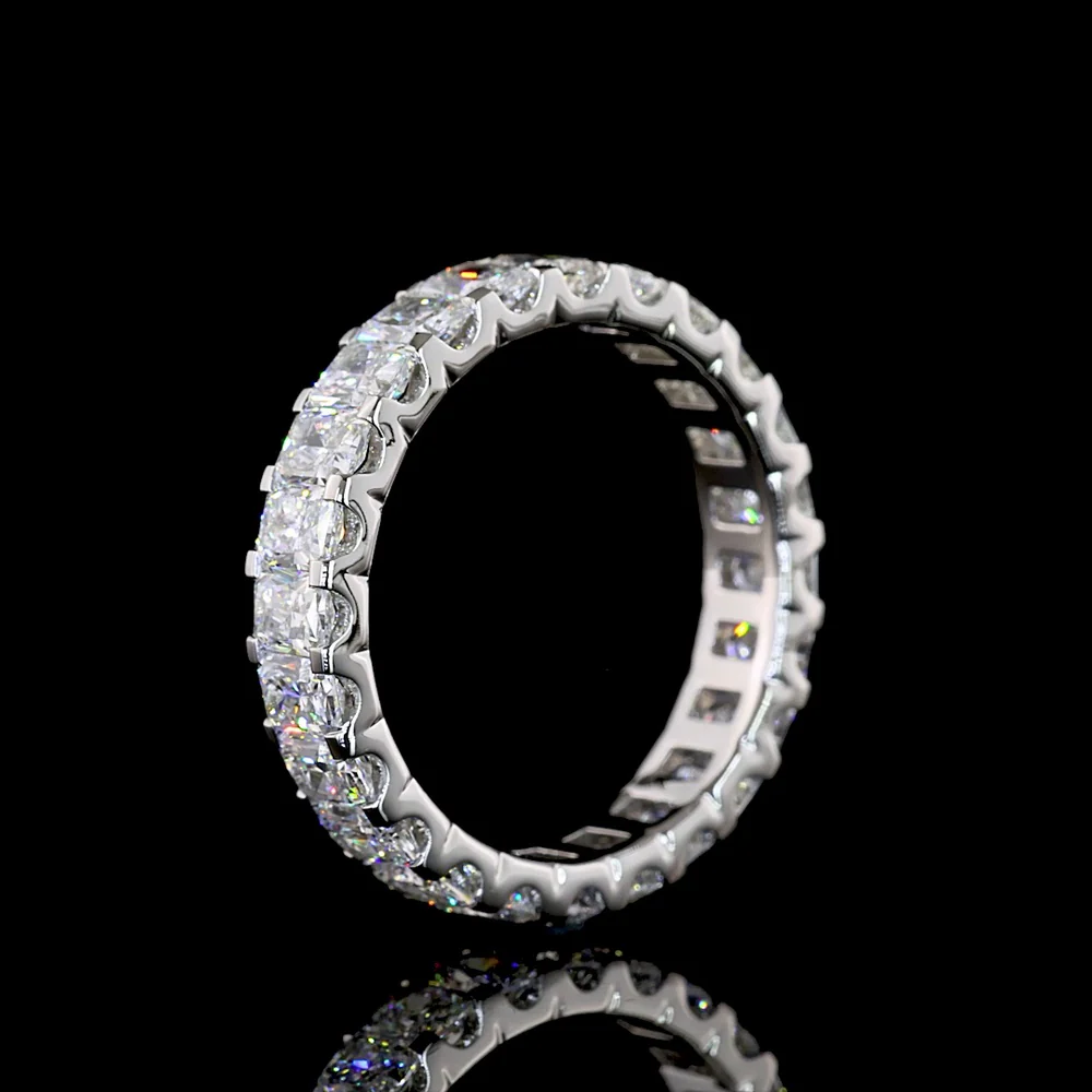 Platinum Eternity Band with North-South Prong Set Radiant Cut Lab Diamonds - 3.67 Carat Total Weight, E-F Color, VS Clarity - Covaloro Fine Jewelry - Image 4