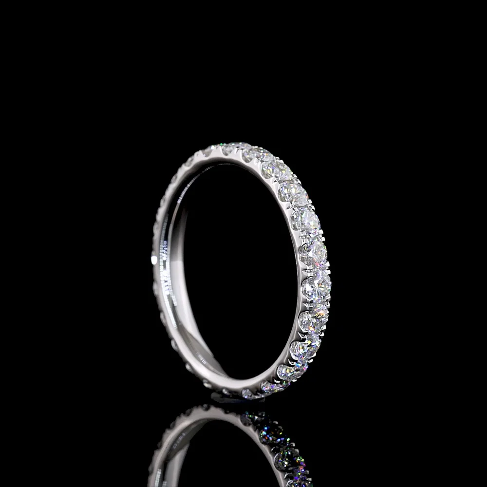 Platinum Eternity Band with Pave-Set Round Lab Diamonds - 1.36 Carats Total Diamond Weight - Covaloro Fine Jewelry - Image 3
