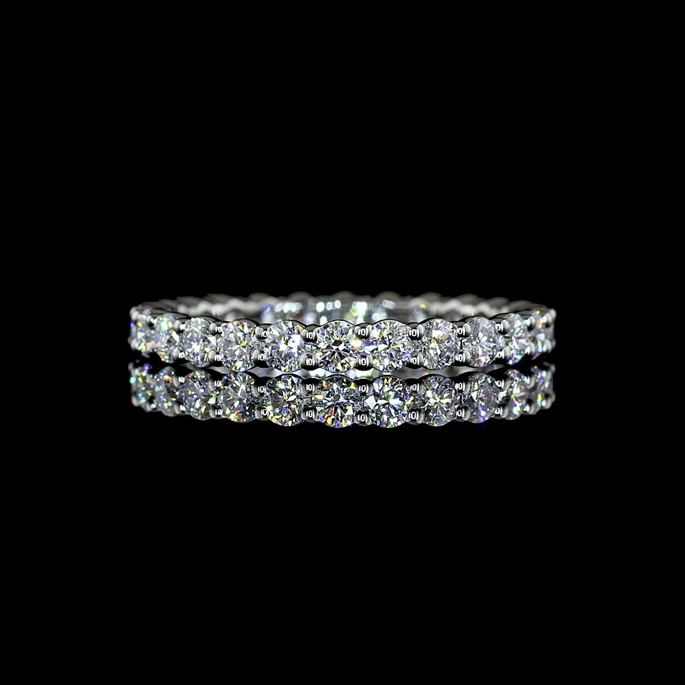 Platinum Eternity Band with Prong Set Round Lab Diamonds - 1.33 Carat Total Weight - Covaloro Fine Jewelry