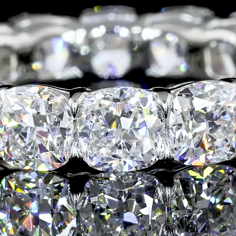 Platinum Eternity Band with Square Cushion Brilliant Cut Lab Grown Diamonds - 10.06 Carat Total Diamond Weight - Covaloro Fine Jewelry - Image 2