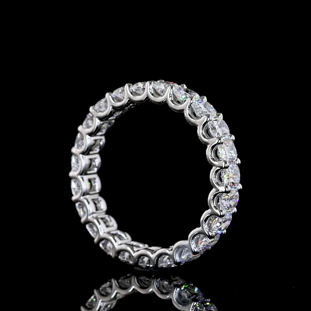 Platinum Eternity Band with U-Prong Set Cushion Brilliant Cut Lab Diamonds - 2.32 Carat Total Weight, E-F Color, VS Clarity - Covaloro Fine Jewelry - Image 3
