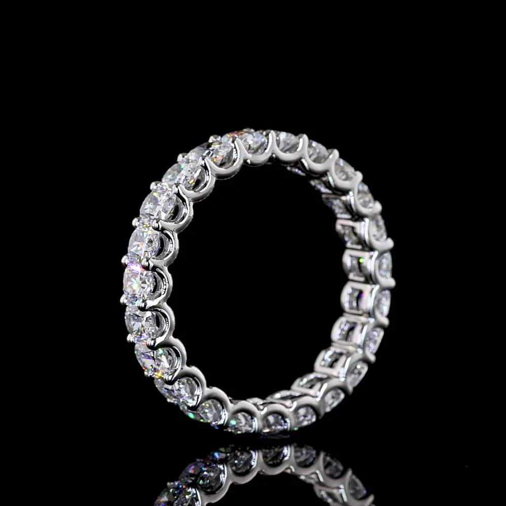 Platinum Eternity Band with U-Prong Set Cushion Brilliant Cut Lab Diamonds - 2.32 Carat Total Weight, E-F Color, VS Clarity - Covaloro Fine Jewelry - Image 4
