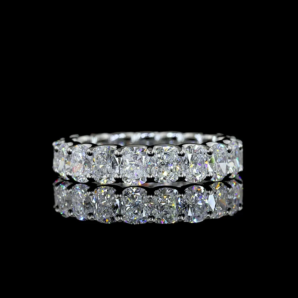 Platinum Eternity Band with U-Prong Set Cushion Brilliant Cut Lab Diamonds - 2.96 Carat Total Diamond Weight - Covaloro Fine Jewelry