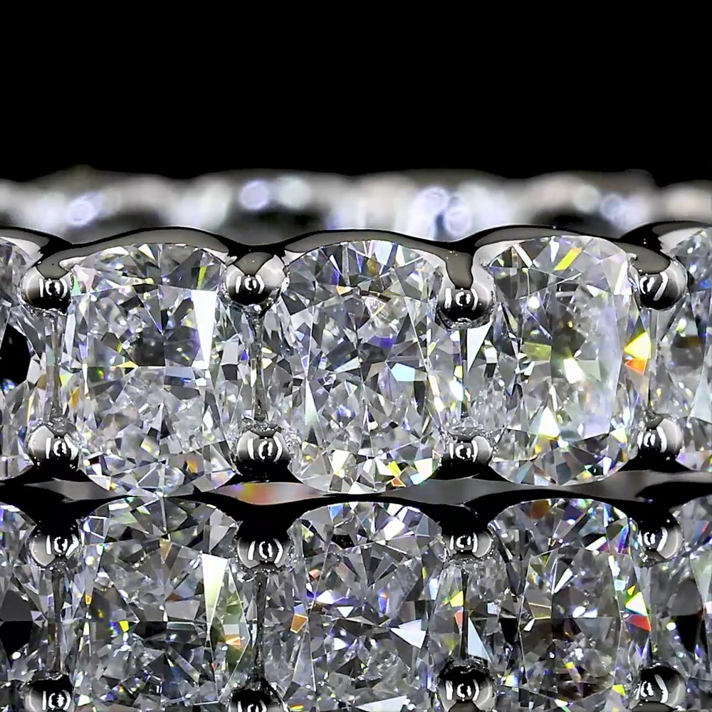 Platinum Eternity Band with U-Prong Set Cushion Brilliant Cut Lab Diamonds - 3.16 Carat Total Weight - Covaloro Fine Jewelry - Image 2