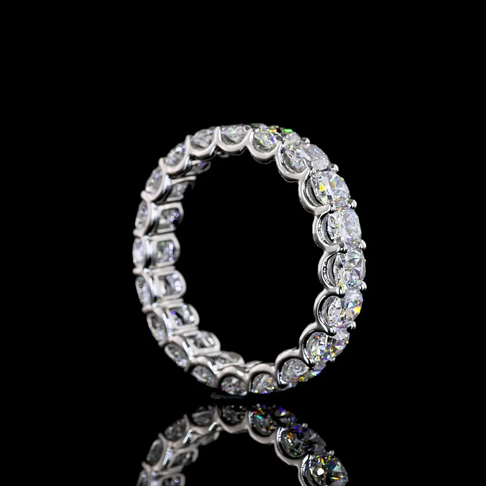 Platinum Eternity Band with U-Prong Set Cushion Brilliant Cut Lab Diamonds - 3.16 Carat Total Weight - Covaloro Fine Jewelry - Image 3