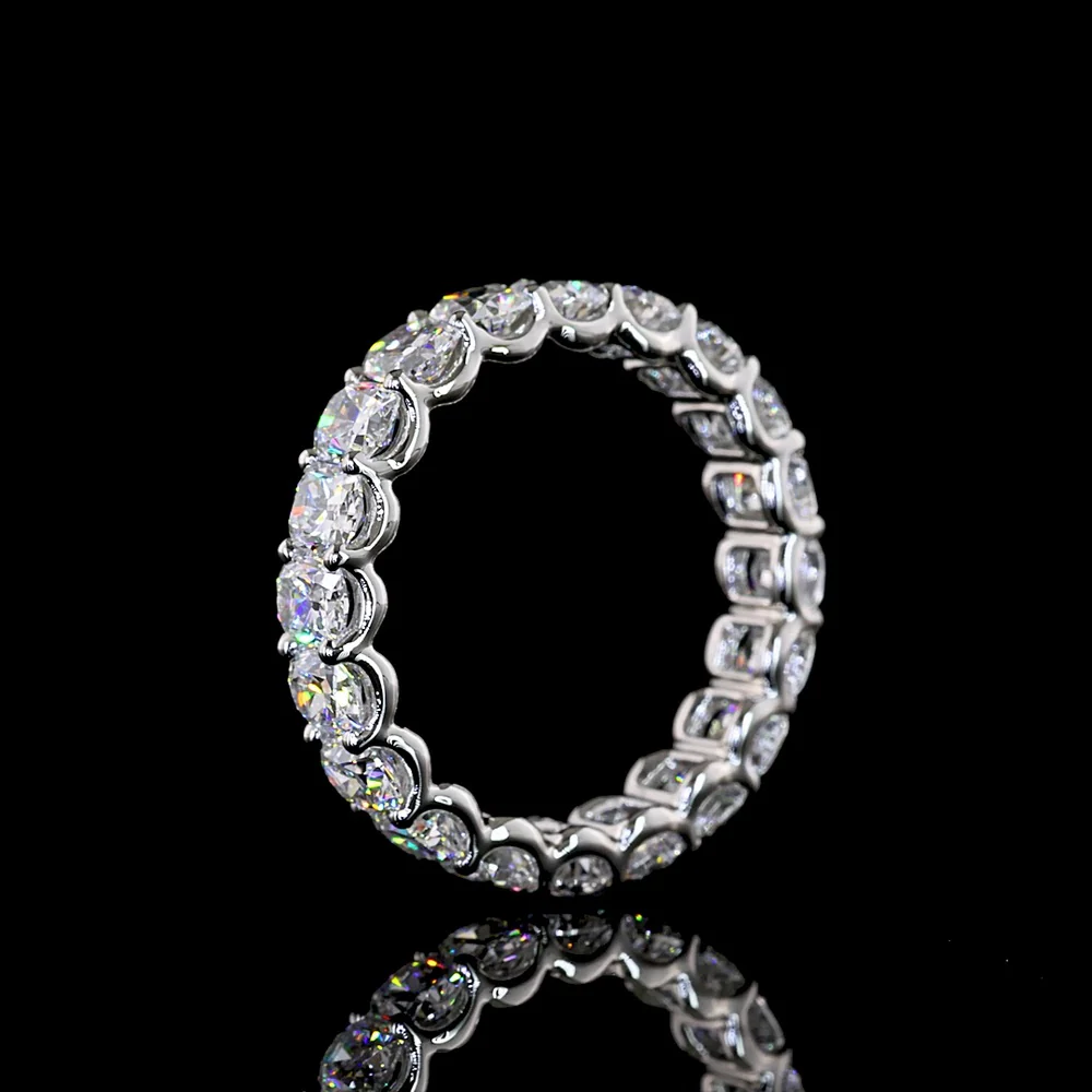 Platinum Eternity Band with U-Prong Set Cushion Brilliant Cut Lab Diamonds - 3.16 Carat Total Weight - Covaloro Fine Jewelry - Image 4