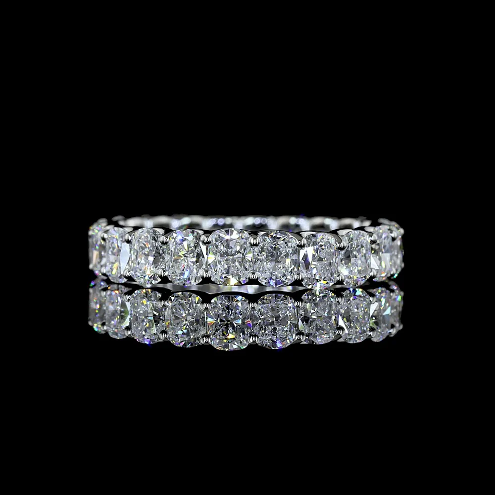 Platinum Eternity Band with U-Prong Set Cushion Brilliant Cut Lab Diamonds - 3.31 Carat Total Weight - Covaloro Fine Jewelry