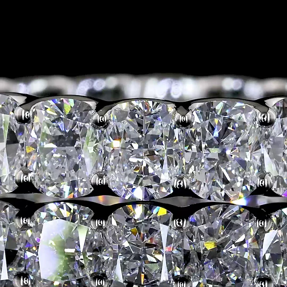Platinum Eternity Band with U-Prong Set Cushion Brilliant Cut Lab Diamonds - 3.31 Carat Total Weight - Covaloro Fine Jewelry - Image 2