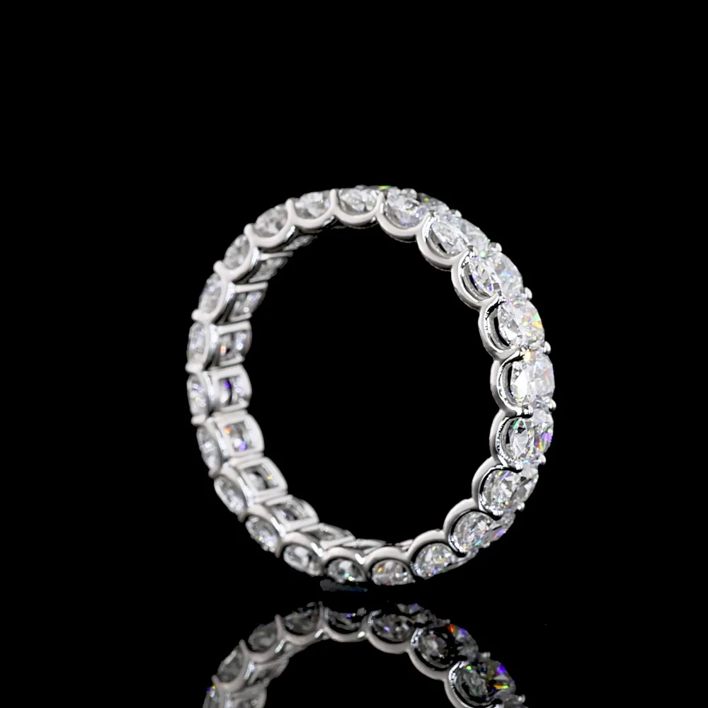 Platinum Eternity Band with U-Prong Set Cushion Brilliant Cut Lab Diamonds - 3.31 Carat Total Weight - Covaloro Fine Jewelry - Image 3