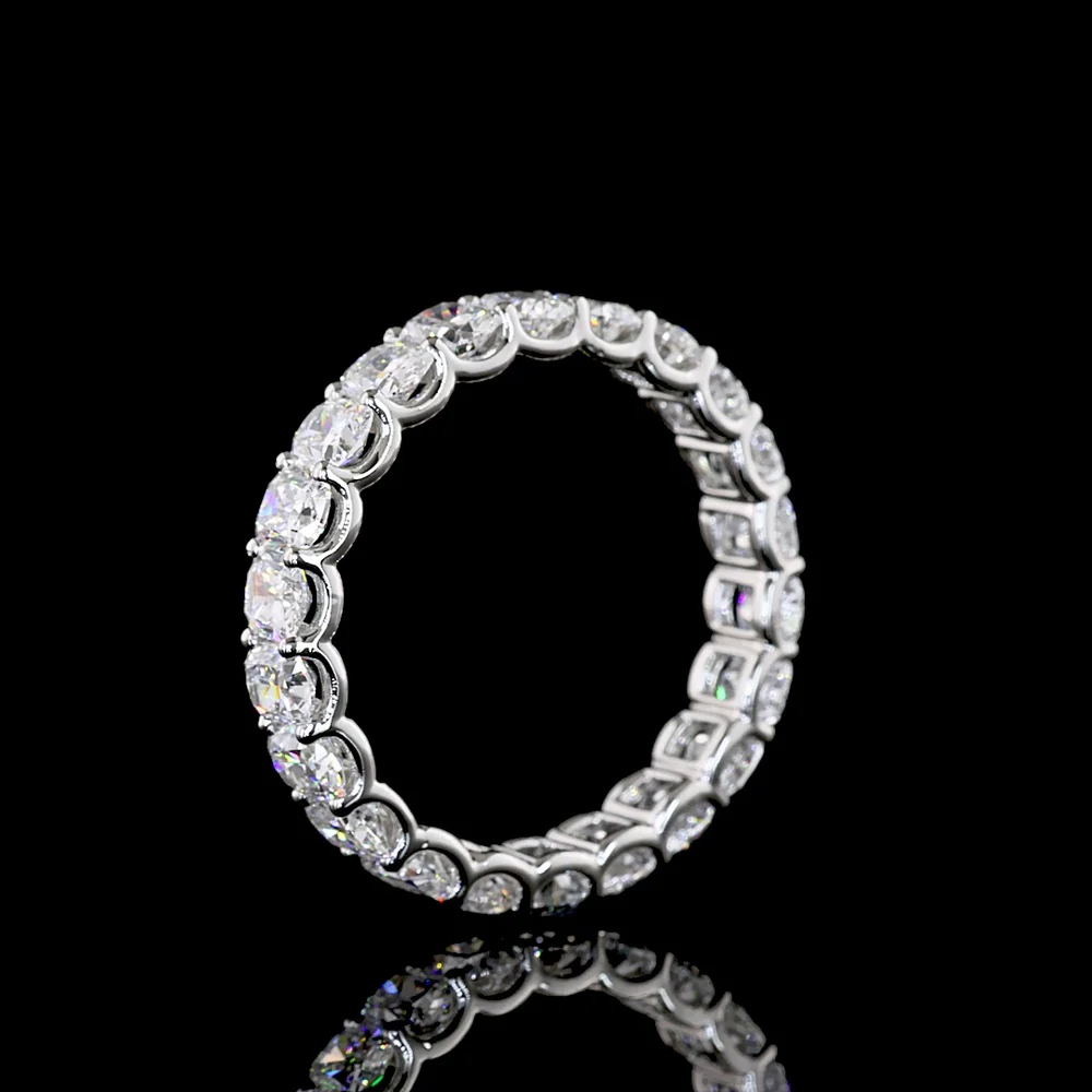 Platinum Eternity Band with U-Prong Set Cushion Brilliant Cut Lab Diamonds - 3.31 Carat Total Weight - Covaloro Fine Jewelry - Image 4