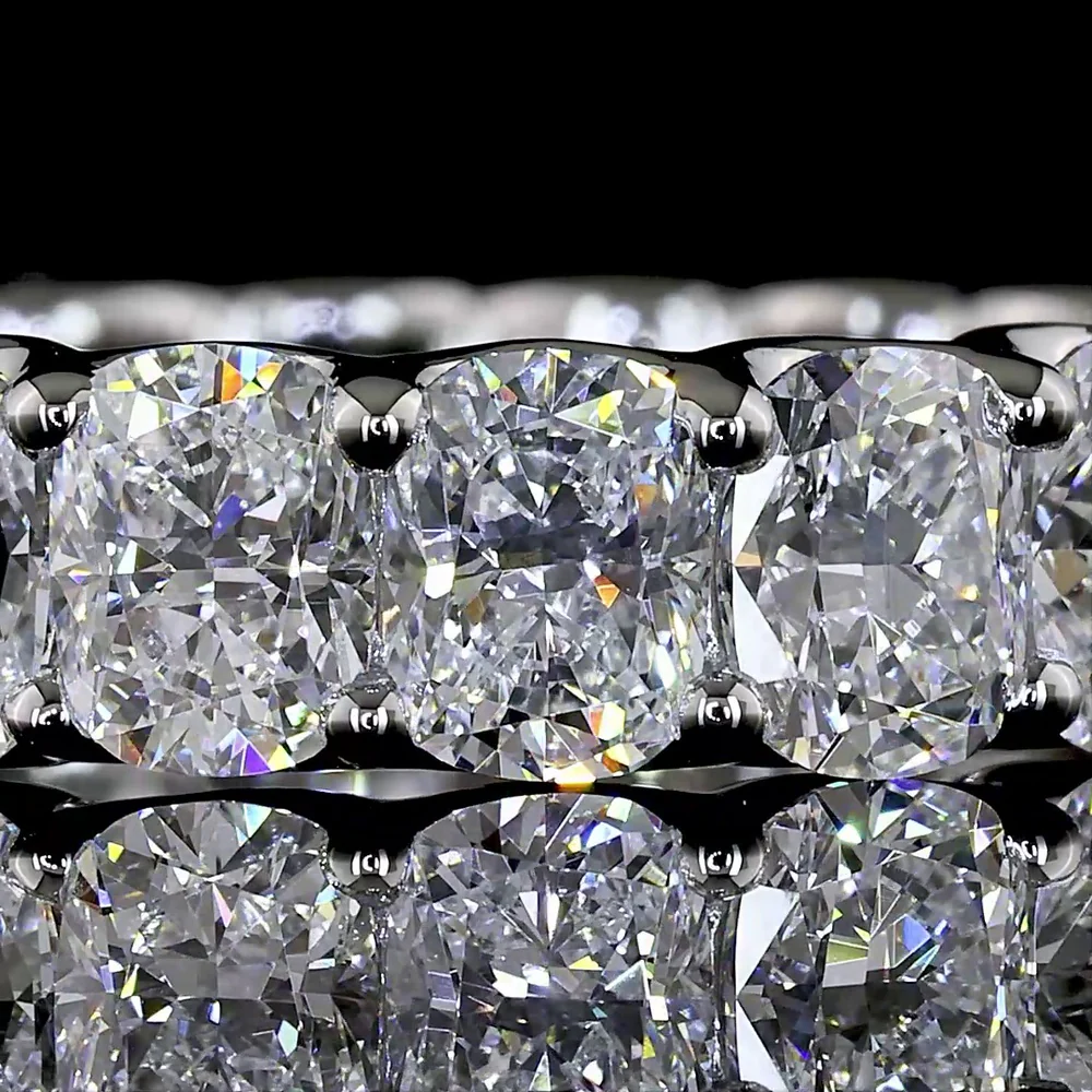 Platinum Eternity Band with U-Prong Set Cushion Brilliant Cut Lab Diamonds - 3.85 Carat Total Diamond Weight - Covaloro Fine Jewelry - Image 2