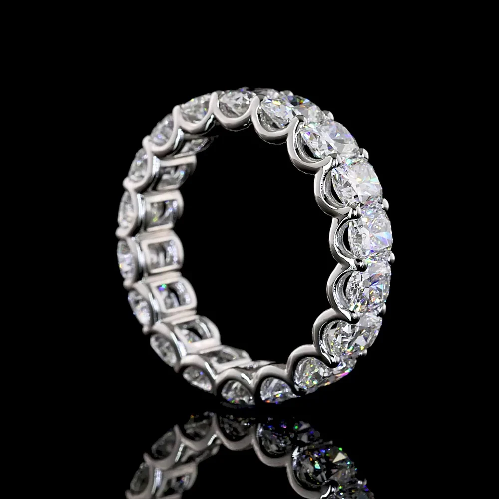 Platinum Eternity Band with U-Prong Set Cushion Brilliant Cut Lab Diamonds - 4.14 Carat Total Diamond Weight, 18 Stones, VS Clarity - Covaloro Fine Jewelry - Image 3