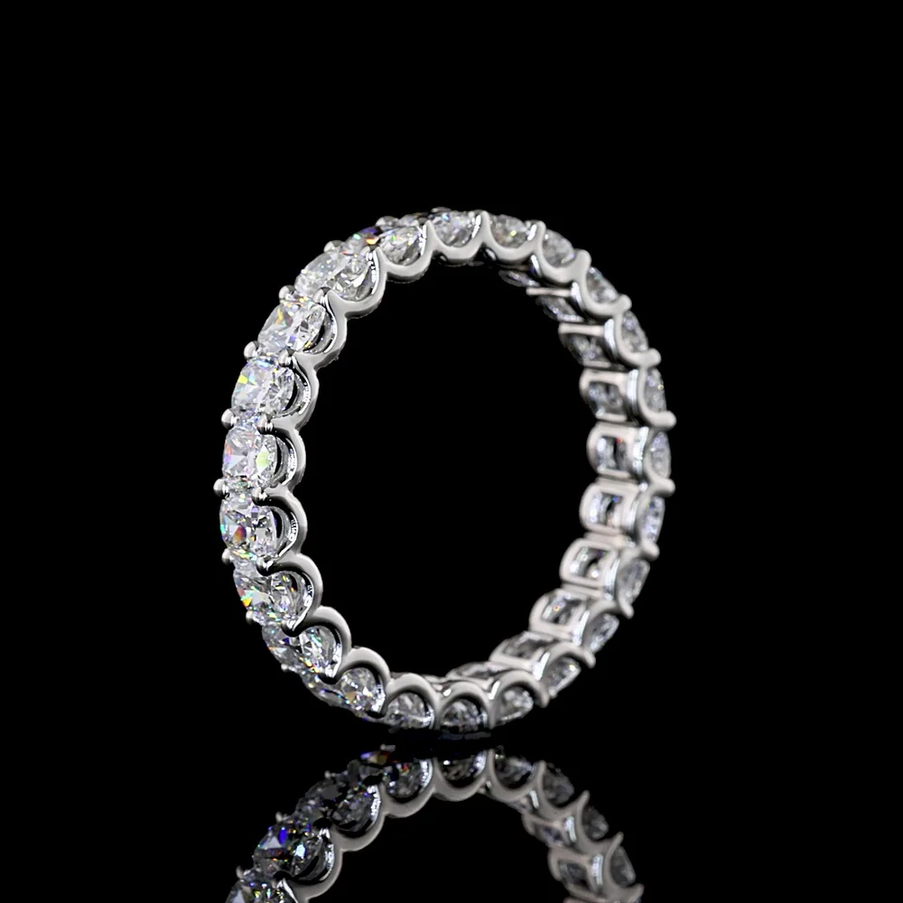 Platinum Eternity Band with U-Prong Set Cushion Brilliant Lab Diamonds - 2.67 Carat Total Weight - Covaloro Fine Jewelry - Image 4