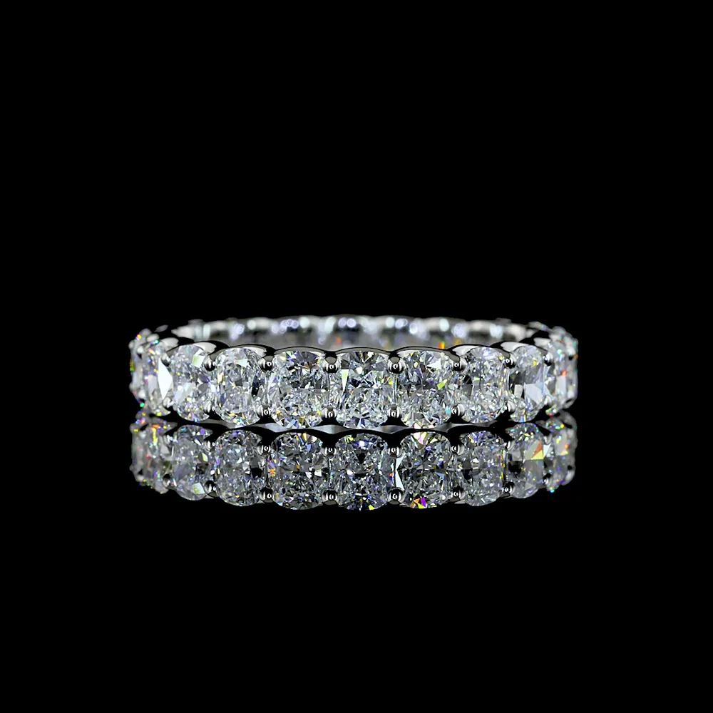 Platinum Eternity Band with U-Prong Set Cushion Brilliant Lab Diamonds - 3.72 Carat Total Weight, 22 Stones, E-F Color VS Clarity - Covaloro Fine Jewelry