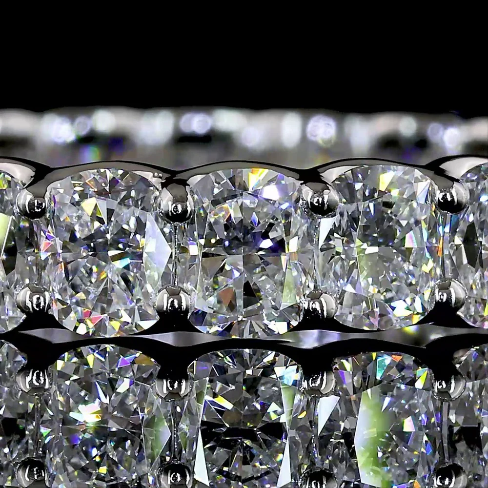 Platinum Eternity Band with U-Prong Set Cushion Brilliant Lab Diamonds - 3.72 Carat Total Weight, 22 Stones, E-F Color VS Clarity - Covaloro Fine Jewelry - Image 2