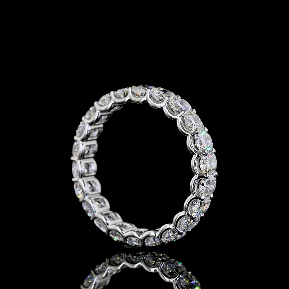 Platinum Eternity Band with U-Prong Set Cushion Brilliant Lab Diamonds - 3.72 Carat Total Weight, 22 Stones, E-F Color VS Clarity - Covaloro Fine Jewelry - Image 3