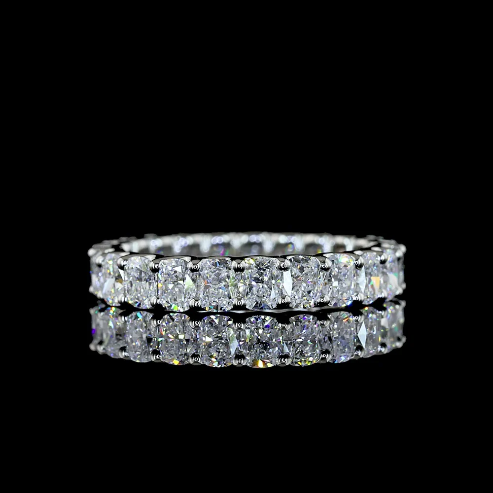 Platinum Eternity Band with U-Prong Set Cushion Cut Lab Diamonds - 2.23 Carat Total Diamond Weight - Covaloro Fine Jewelry