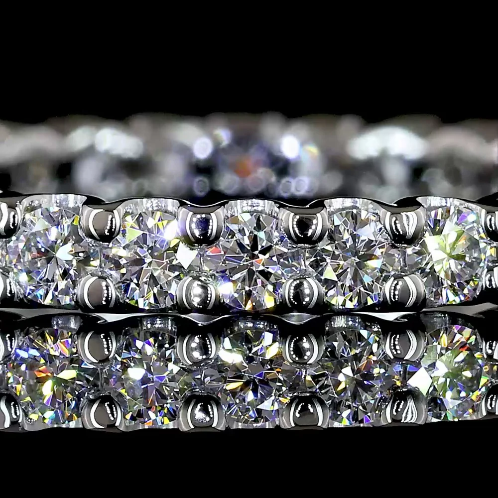 Platinum Eternity Band with U-Prong Set Round Lab Diamonds - 0.83 Carat Total Weight, E-F Color VS Clarity - Covaloro Fine Jewelry - Image 2