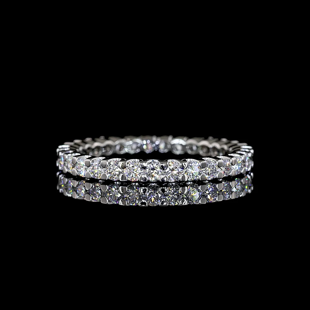 Platinum Eternity Band with U-Prong Set Round Lab Diamonds - 0.90 Carat Total Diamond Weight, E-F Color VS1 Clarity - Covaloro Fine Jewelry