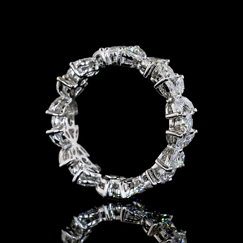 Platinum Floral Eternity Band with Round Brilliant Cut and Marquise Cut Lab Diamonds - 2.79 Carat Total Diamond Weight - Covaloro Fine Jewelry - Image 3