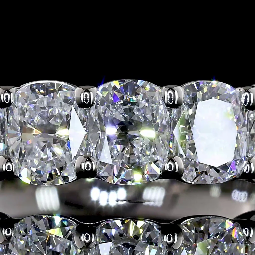 Platinum Half Eternity Band with North-South Prong Set Cushion Brilliant Lab Diamonds - 1.87 Carat Total Weight, E-F Color VS1 Clarity - Covaloro Fine Jewelry - Image 2